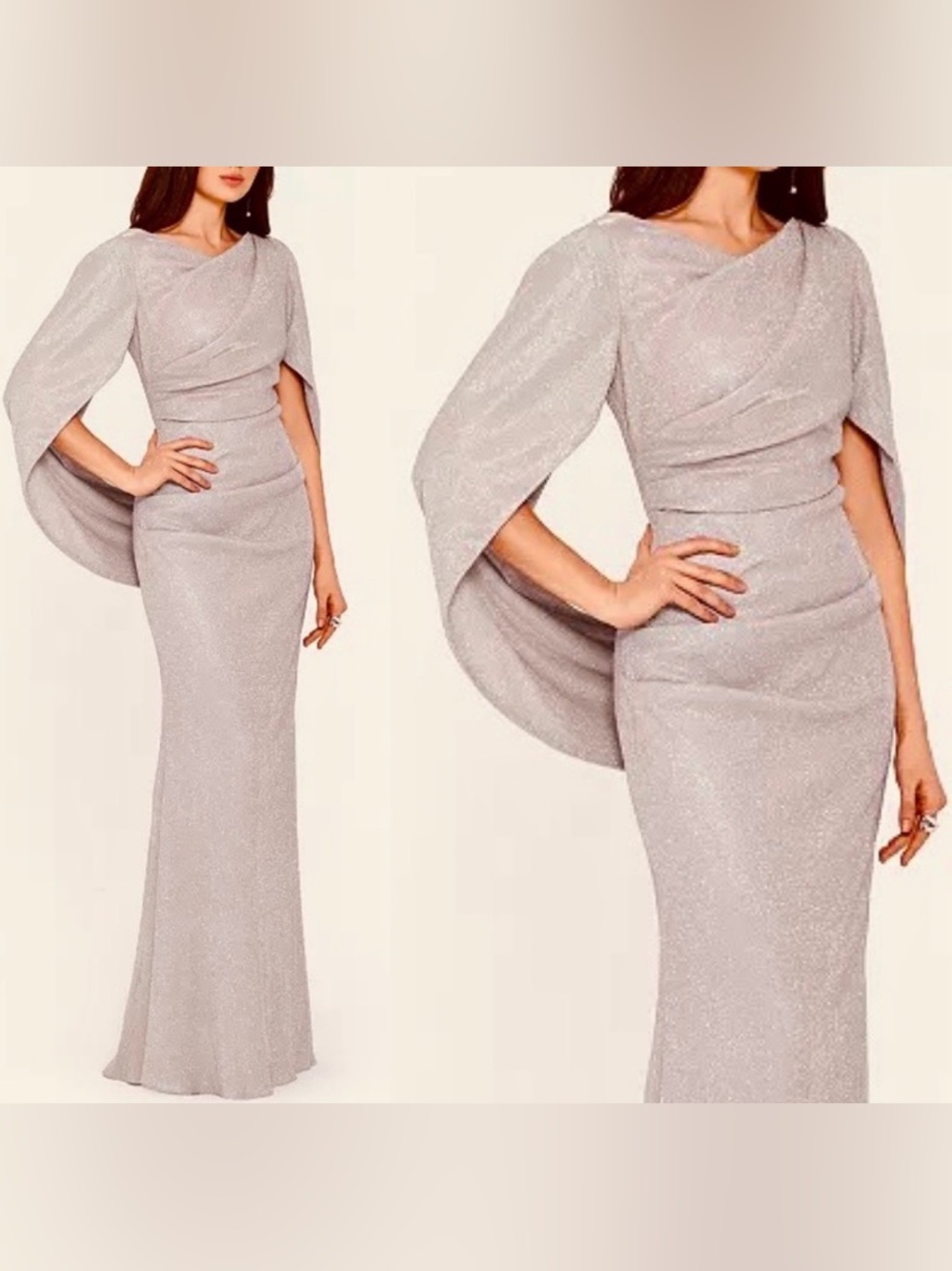 BETSY & ADAM
Shimmer Metallic Cape-Sleeve
Gown size 6 or 18W